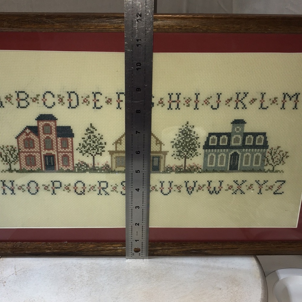 Cross-stitch vintage Alphabet framed & matted picture. - Picture 4 of 12